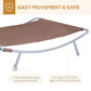 79" Outdoor Lounge Chair with Canopy, Double Chaise Lounger Hammock Bed w/ Pillow and Wheels, Brown