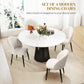 Modern Dining Chairs Set of 4, Upholstered Dining Room Chairs with Metal Legs, Shell Backrest, Padded Seat, Cream White