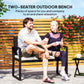 2 Seater Outdoor Bench, Rattan Garden Bench Loveseat with Cushion, Armrests, Steel Frame for Patio, Porch, Beige