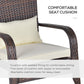 Patio Wicker Adirondack Chair, Outdoor PE Rattan Fire Pit Chair, Muskoka Chair w/ Soft Cushions, Tall Curved Backrest and Comfortable Armrests for Deck Garden, Cream White