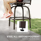 Outdoor Bar Stools Set of 2, Swivel Bar Height Chairs with High Back, Curved Armrests and Steel Frame, Mixed Grey