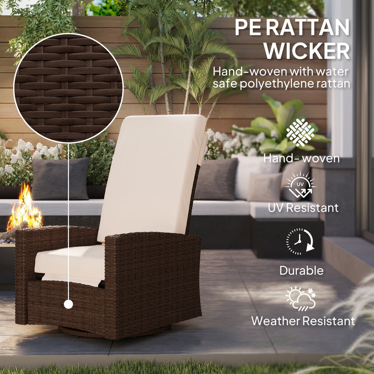 Rattan Wicker Lounge Chair with Footrest & Cushion