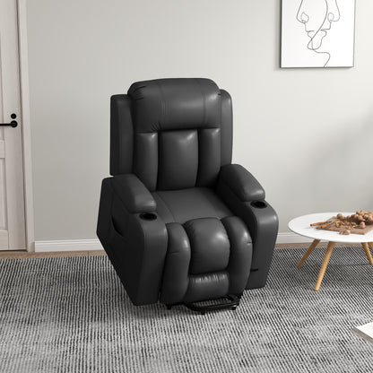 PU Leather Power Lift Recliner with Cup Holders