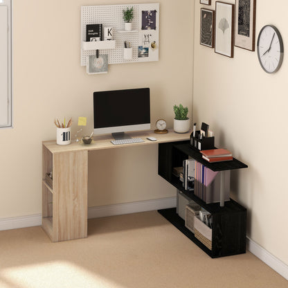 55" L-Shaped Corner Computer Desk with 3-Tier Shelves