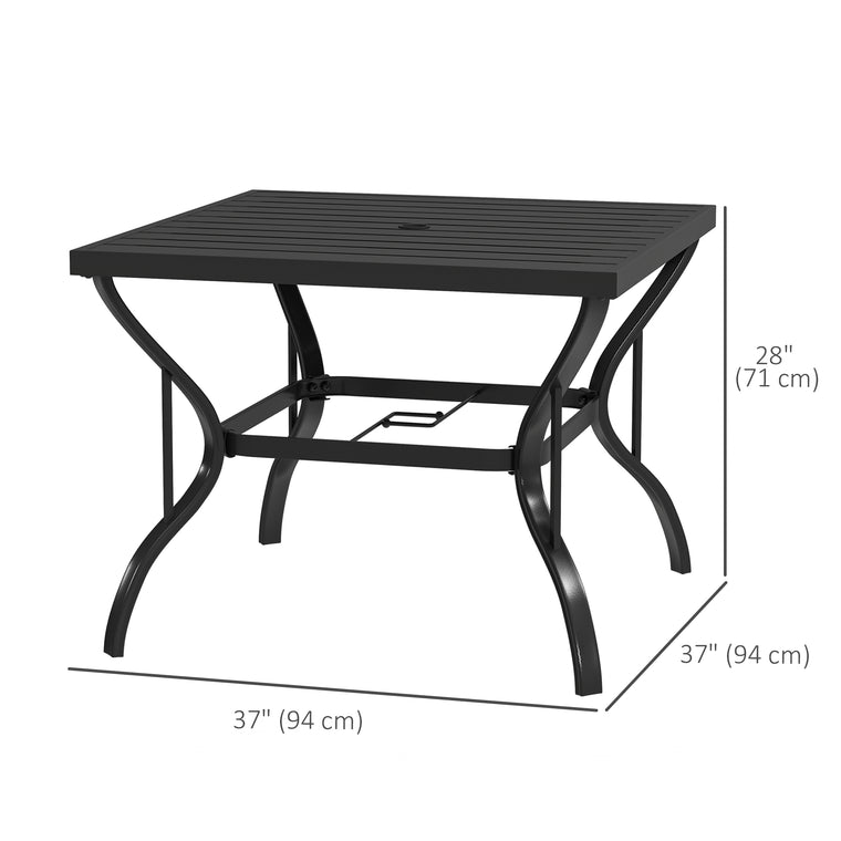 37" Square Galvanized Steel Patio Dining Table