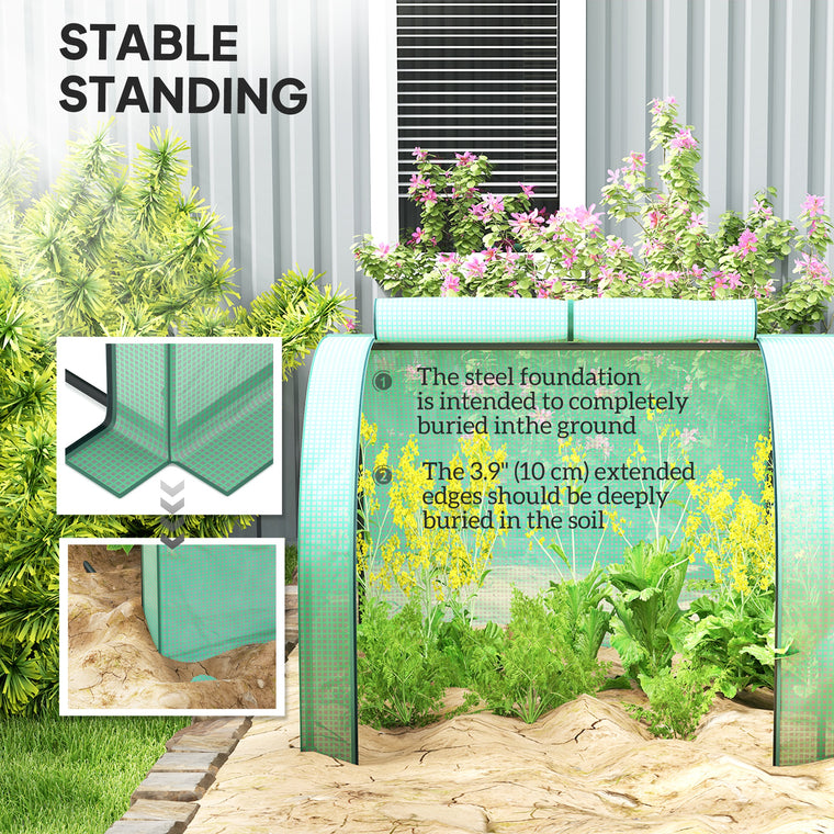 13' x 3.3' x 2.6' Green Mini Tunnel Greenhouse with PE Cover