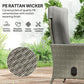 Wicker Outdoor Recliner Chair, Wicker Reclining Patio Chair with Adjustable Backrest and Cushion, Grey