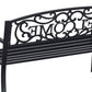 50" 2-Seater Garden Bench, Patio Decorative Chair Metal Backyard Loveseat Outdoor Furniture for Yard, Lawn, Porch, Black