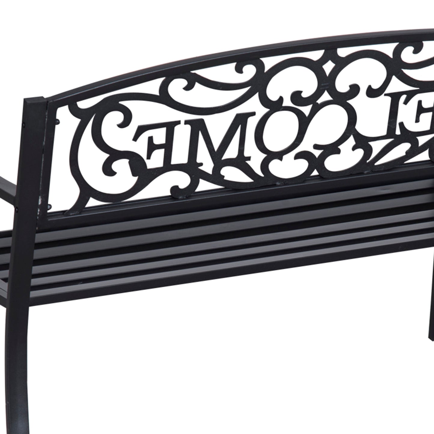 50" 2-Seater Garden Bench, Patio Decorative Chair Metal Backyard Loveseat Outdoor Furniture for Yard, Lawn, Porch, Black