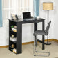 Bar Table Counter Height Dining Table with 3 Storage Shelves for Kitchen, Dining Room, Living Room, Black