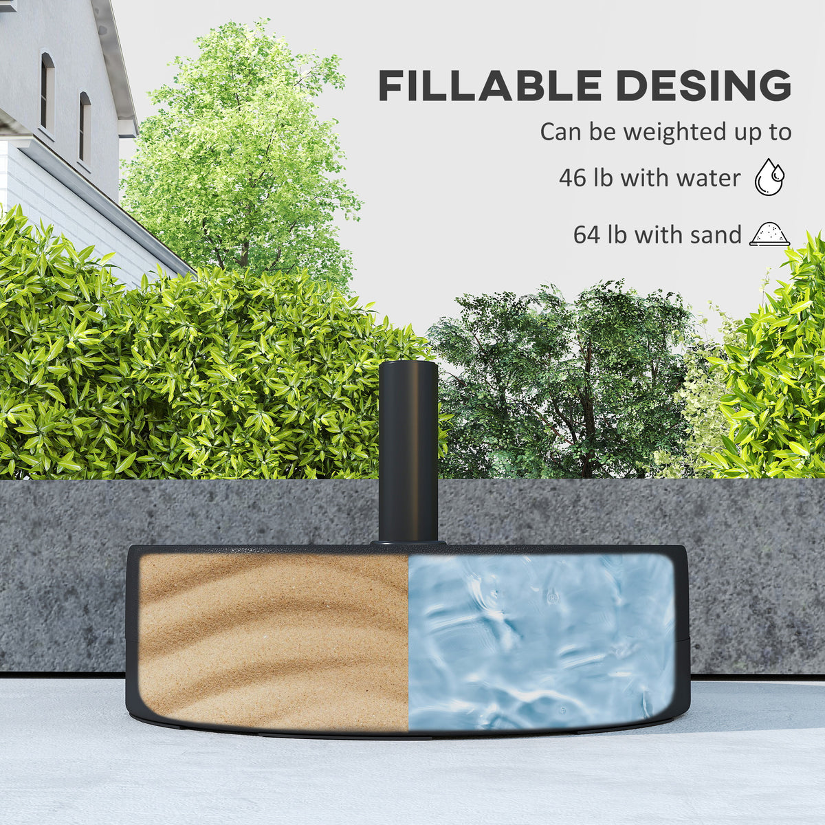 20" Fillable Water/Sand Umbrella Base Stand
