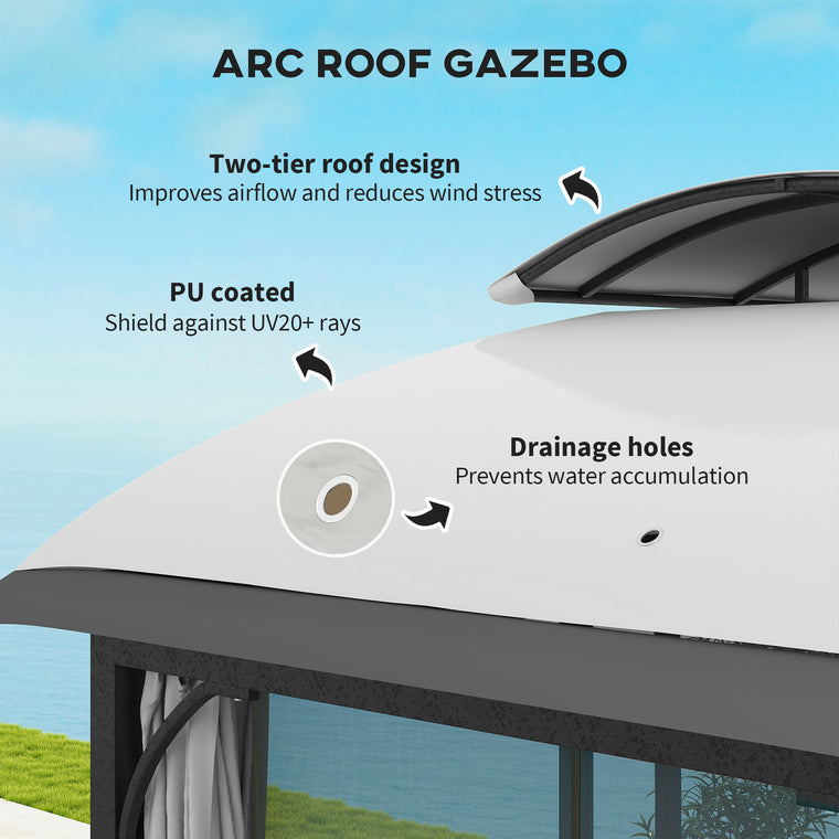 11' x 13' Light Grey Double Roof Gazebo with Galvanized Frame