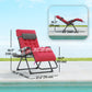 Padded Zero Gravity Chair, Folding Recliner Chair, Patio Lounger with Cup Holder, Adjustable Backrest, Removable Cushion for Outdoor, Deck, Poolside, Red