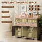 Sideboard, Buffet Cabinet with 4 Barn Doors and 3 Drawers, Coffee Bar Cabinet with Adjustable Shelves, Grey