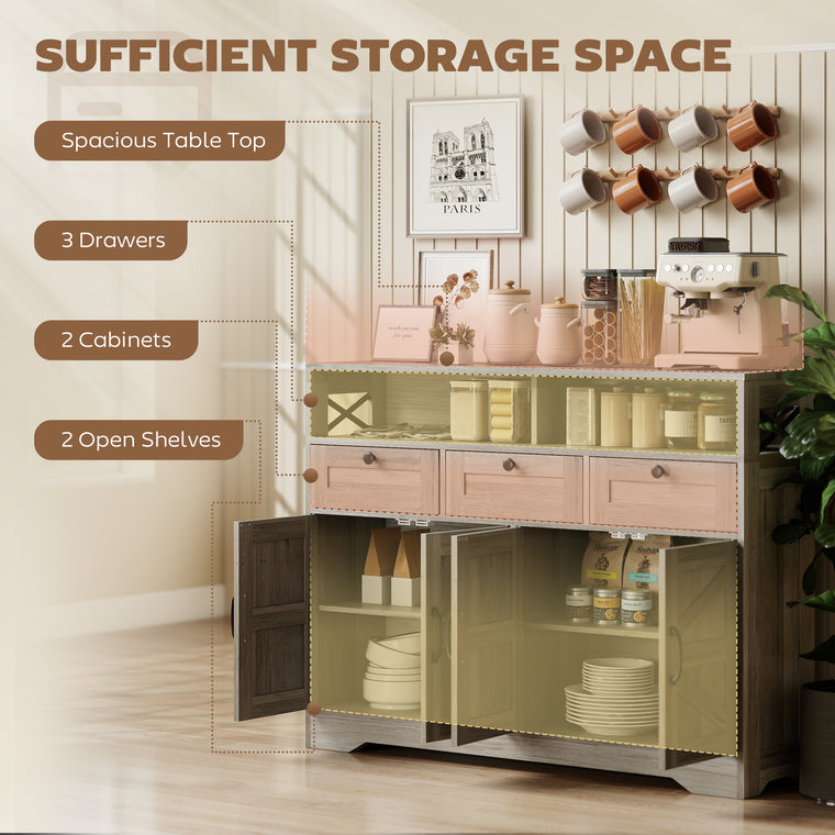 Sideboard Buffet Cabinet with 4 Doors and 3 Drawers