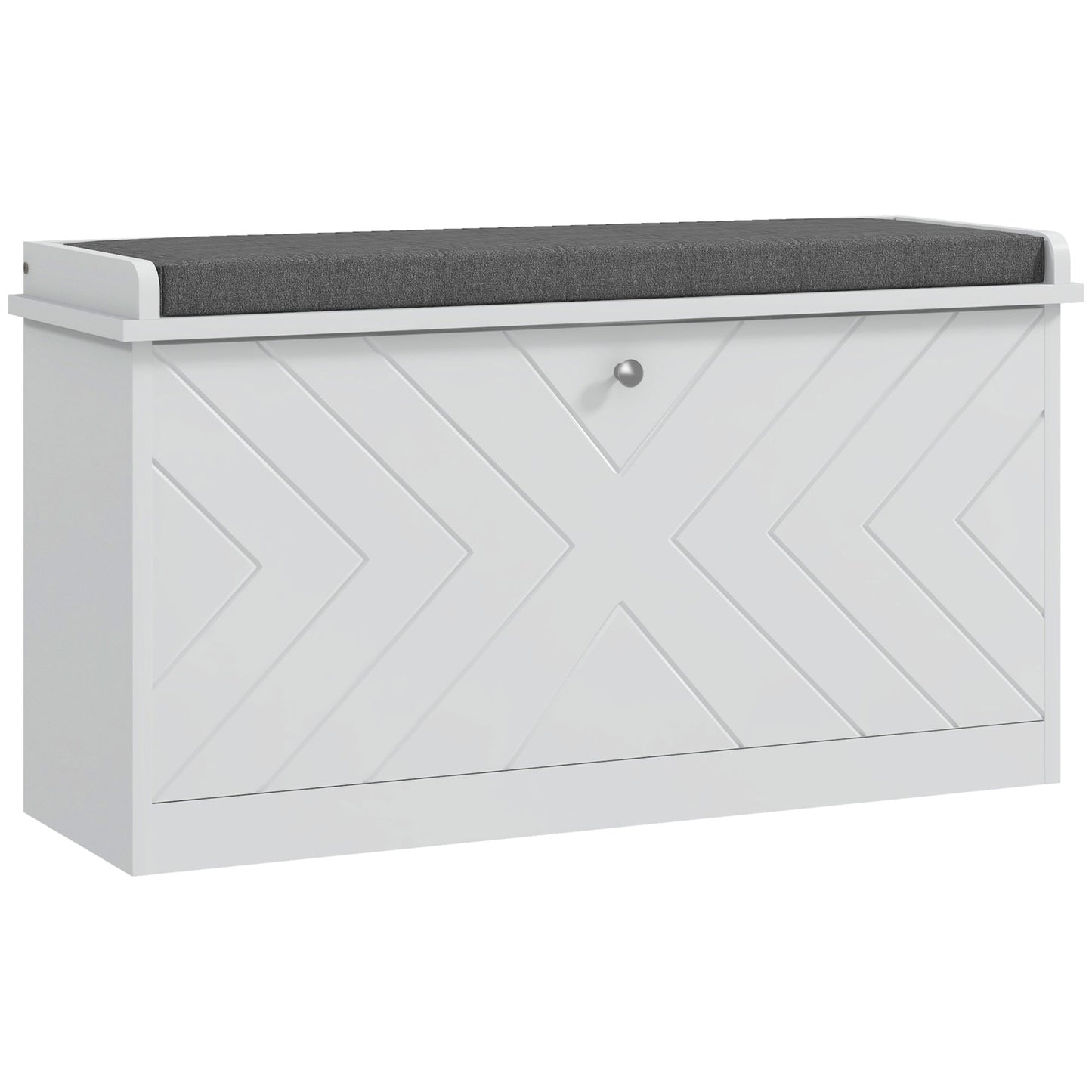 Shoe Storage with Seat, Upholstered Hallway Bench, Shoe Bench with Flip Drawer, Adjustable Shelf for 6-8 Pairs of Shoes