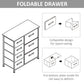 Dresser with 7 Drawers, Chest of Drawers with Metal Frame, Fabric Dresser for Living Room, Light Grey
