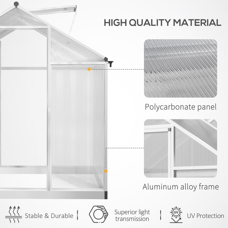6' x 8' x 6.4' Silver Polycarbonate Greenhouse with Rain Gutter