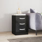 Bedside Table Set of 2, Modern Nightstand with Drawers and High Gloss Fronts, Night Table for Bedroom, Black