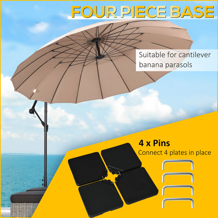 Black Set of 4 Parasol Base Stand Weights, Sand or Water