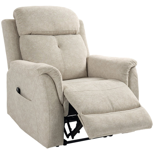 Manual Recliner with Massage and Side Pockets - Beige