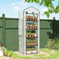 Mini Greenhouse with Screen Roof, Portable Small Greenhouse with Roll-Up Zipper Door