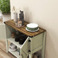 Farmhouse Kitchen Storage Cabinet, Free Standing Sideboard Console Table with Barn Doors, Bottom Shelf, White