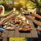 5.7 FT Outdoor Picnic Table with 2" Umbrella Hole, Spruce Wood Dining Table and 795 LBS Benches with Steel Frame, Brown