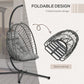 Hanging Egg Chair with Stand, Foldable Wicker Rattan Swing Chair with Thick Cushion, Light Grey