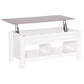 Lift Top Coffee Table with Hidden Storage Compartment and Open Shelves, Lift Tabletop Pop-Up Center Table for Living Room, White