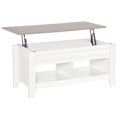 Lift Top Coffee Table with Hidden Storage - White