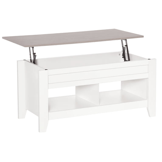 Lift Top Coffee Table with Hidden Storage - White