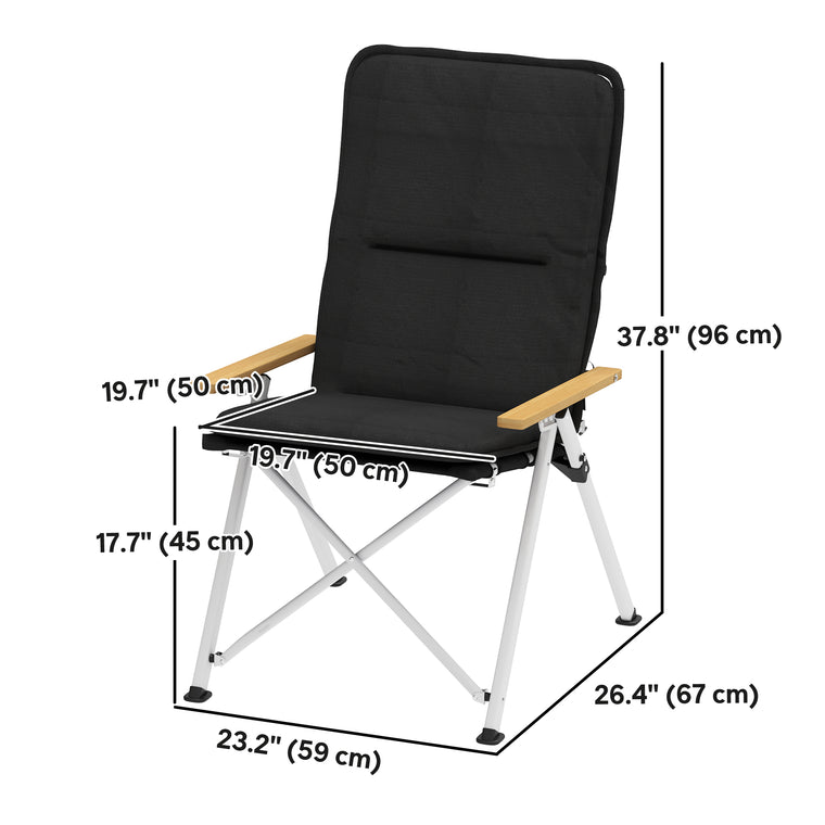 Portable Folding Camp Chairs with Padded Seat, 2-Pack