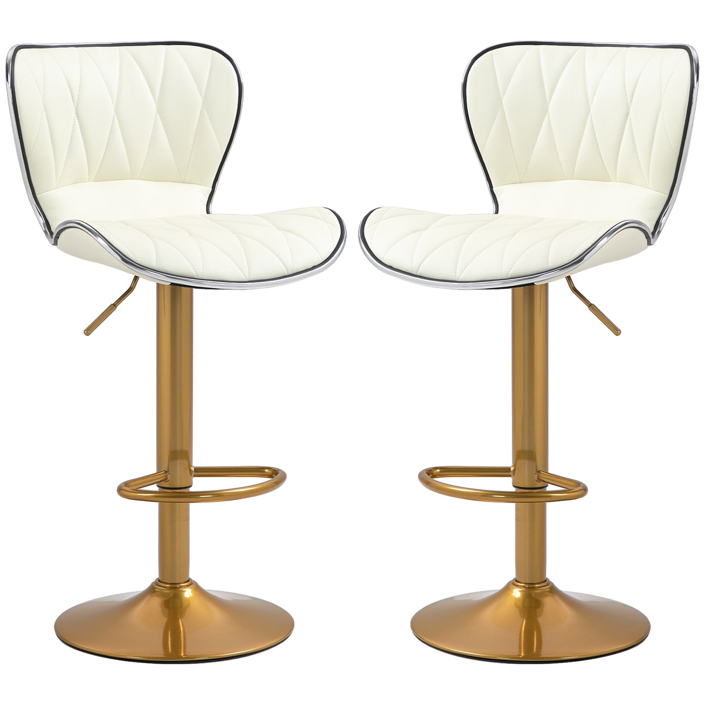 Counter Height Bar Stools Set of 2, Adjustable Height Bar Chairs with Swivel Seat, PU Leather Upholstery