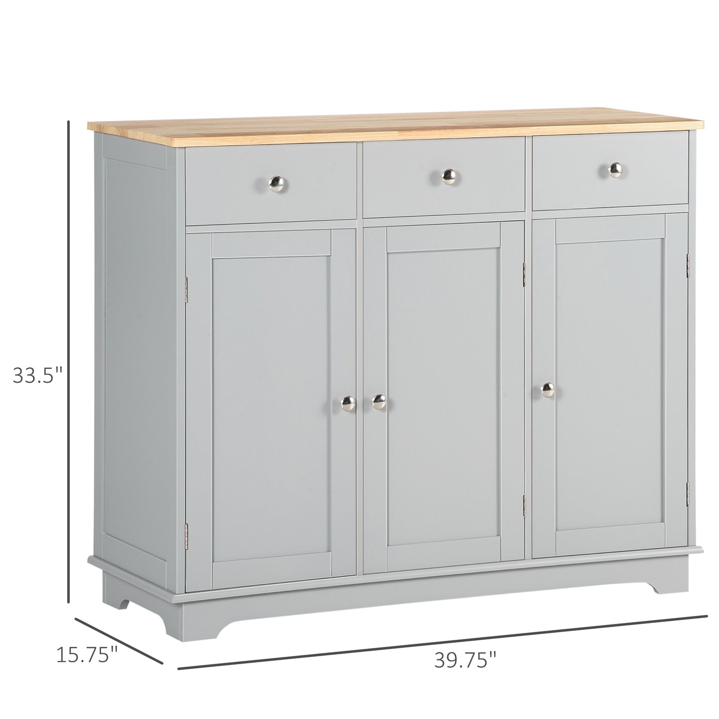 Modern Sideboard, Buffet Cabinet with Storage Cabinets, Drawers and Adjustable Shelves for Living Room, Grey