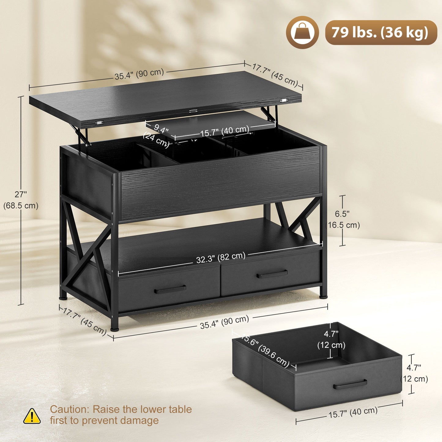 Distressed Black Coffee Table