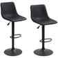 Adjustable Counter Height Bar Stools Set of 2, 360° Swivel Kitchen Counter Stools Dining Chairs with Backs, Vintage Leather, Retro Grey