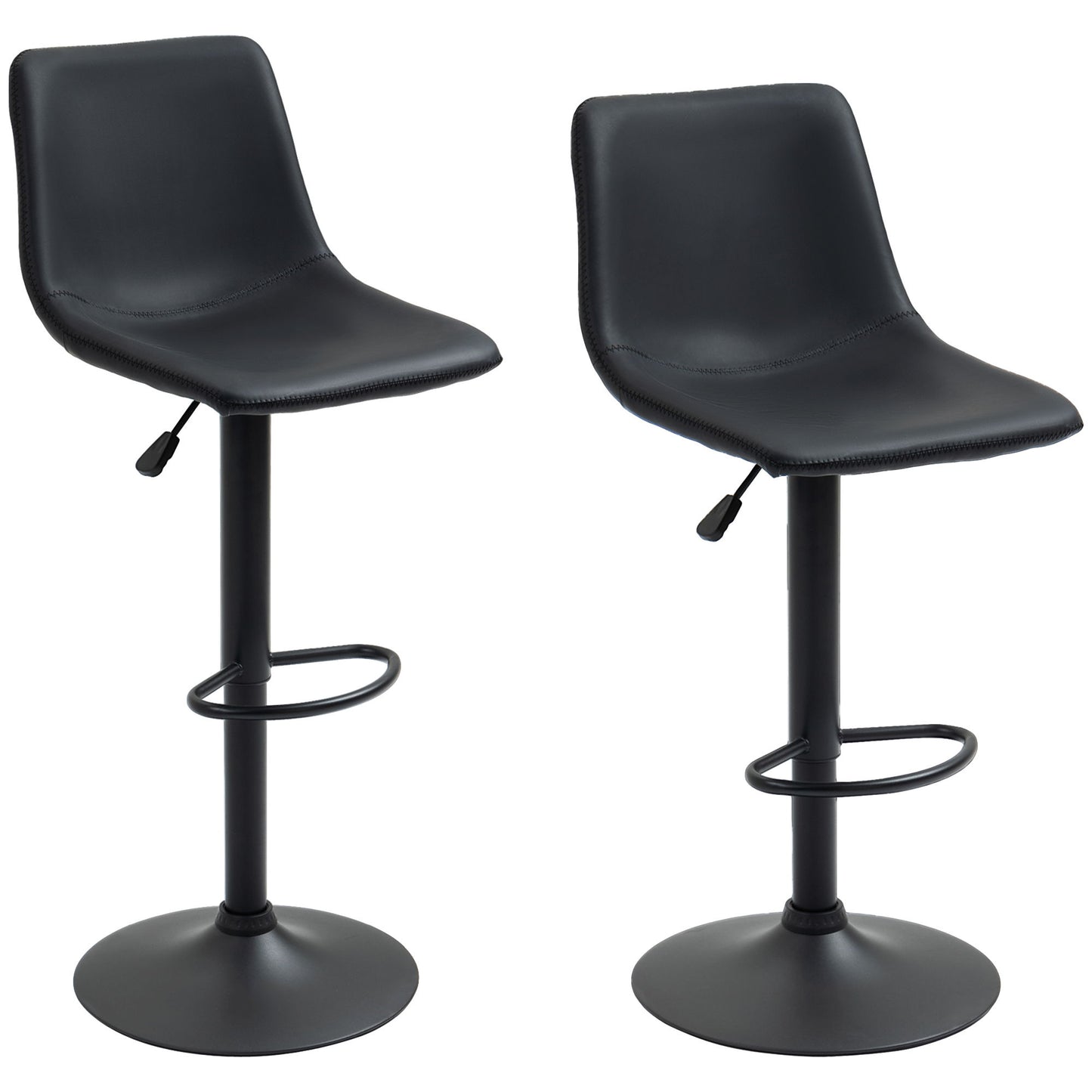 Adjustable Counter Height Bar Stools Set of 2, 360° Swivel Kitchen Counter Stools Dining Chairs with Backs, Vintage Leather, Retro Grey
