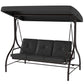Convertible Patio Swing Bed with Canopy and Cushions, 3 Seater Porch Swing for Outdoor, Backyard, Garden, Dark Grey