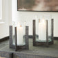 Garekton - Clear / Pewter Finish - Candle Holder Set (Set of 2)