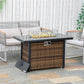 Outdoor Propane Gas Fire Pit Table, 50,000 BTU Electric Ignition Gas Firepit with Glass Cover, Black Glass Tabletop and CSA Certification, Brown