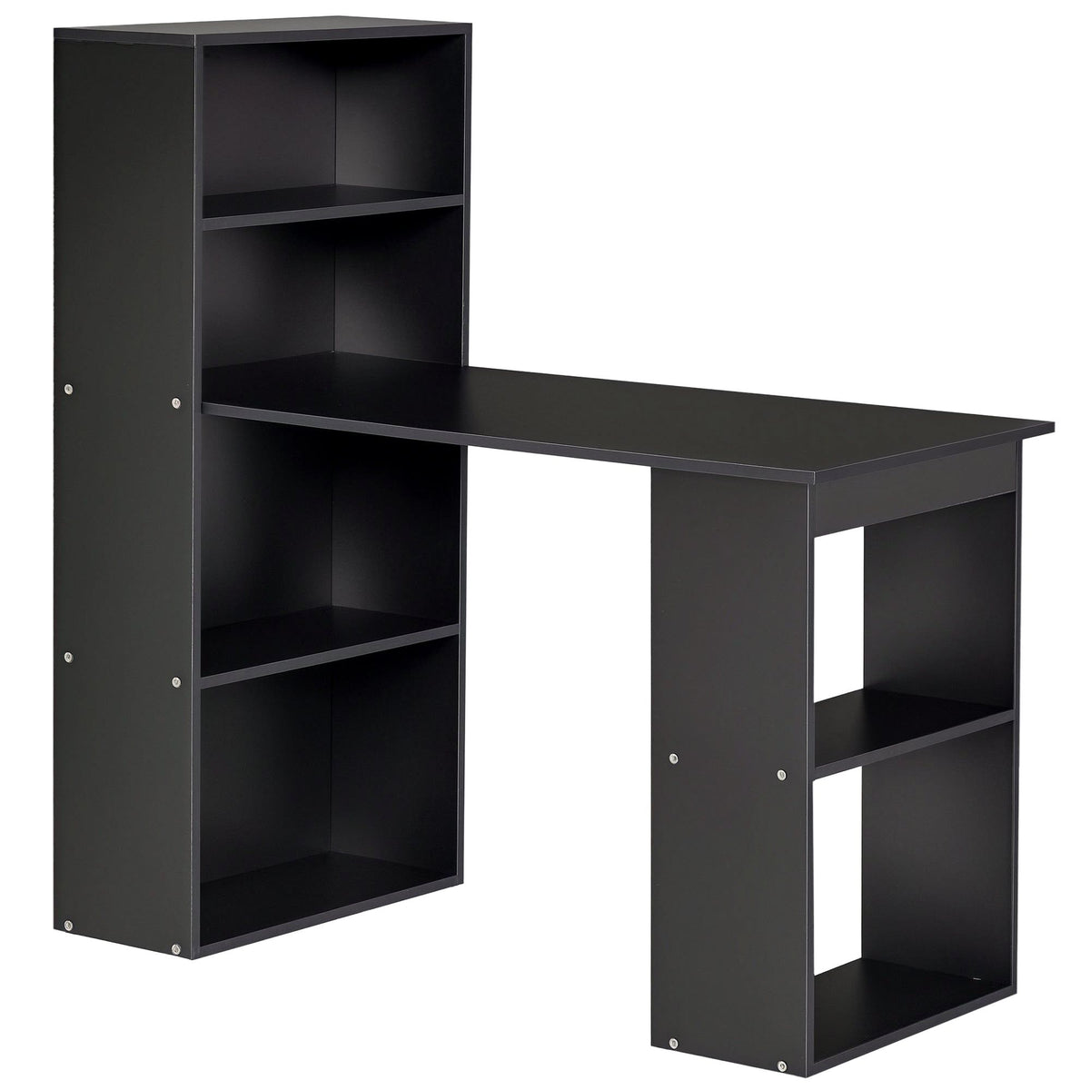 47" Computer Desk with Bookshelf - Black