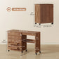 Sewing Machine Table on Wheels, Folding Craft Table with 2 Bins, Storage Shelf, 18 Pegs, Lockable Wheels, Brown