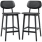 Bar Stools Set of 2, PU Leather Counter Height Barstools, Bar Chairs with Footrest and Solid Wood Legs, Black