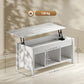 Lift Top Coffee Table, Modern Center Table with Storage Shelves and Hidden Compartment for Living Room, 41" L, White
