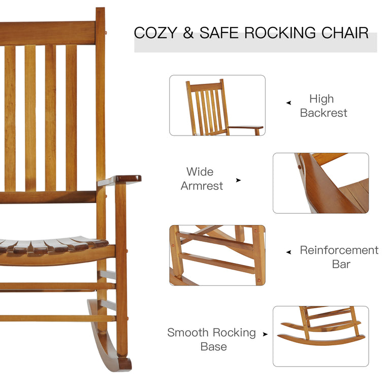Natural Wooden Porch Rocking Armchair