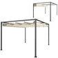 10' x 7' Patio Pergola with Retractable Canopy, Outdoor Sun Shelter, Yard Shade, Cream White