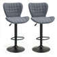 Bar Stools Set of 2, Adjustable Height Swivel Bar Chairs, Linen-feel Fabric Upholstered Kitchen Counter Stools with Wide Seat, Back and Footrest, Grey