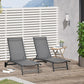 Outdoor Lounge Chair Set of 2, Tanning Chair with Wheels, Breathable Mesh for Patio, Backyard, Poolside, Dark Grey