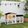 2-tier Wood Rabbit Hutch Backyard Bunny Cage Small Animal House w/ Ramp and Outdoor Run, Yellow